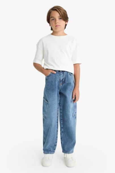 Barrel Fit Düz Paça Jean Pantolon Erkek Çocuk