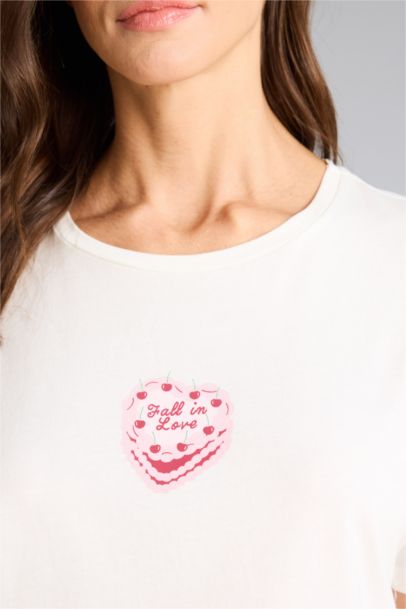 Pijama Takımı Regular Fit Baskılı Kısa Kollu Üst Desenli Uzun Alt