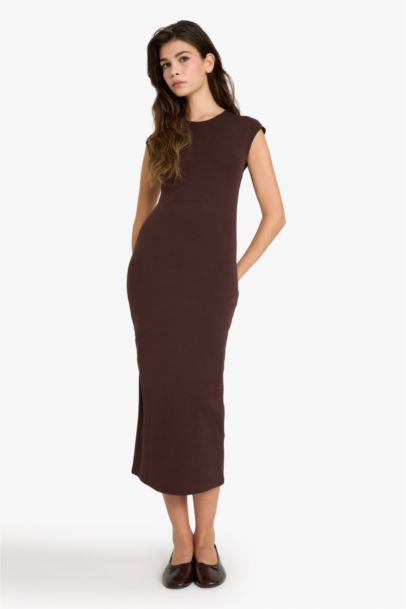 Bodycon Crew Neck Ribana Midi Dress