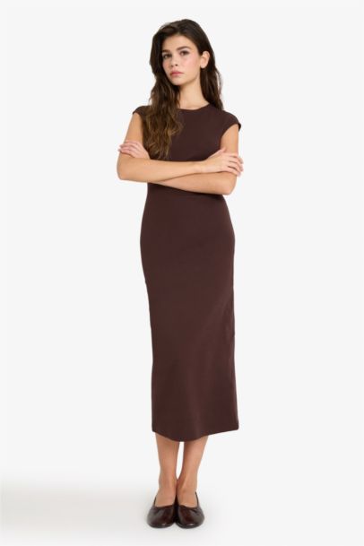 Bodycon Crew Neck Ribana Midi Dress