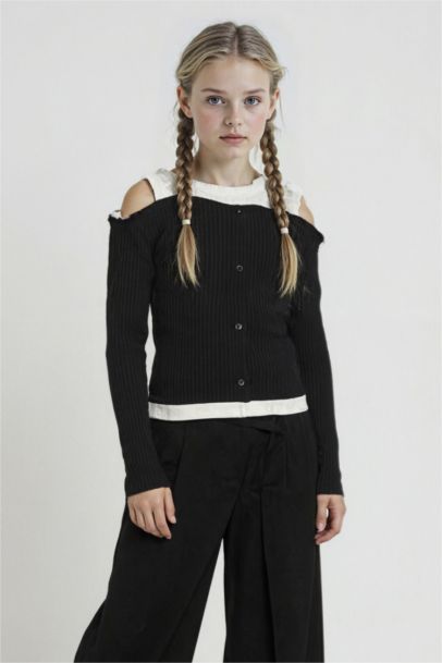 Girl Slim Fit Off Shoulder Ribbed Camisole T-Shirt