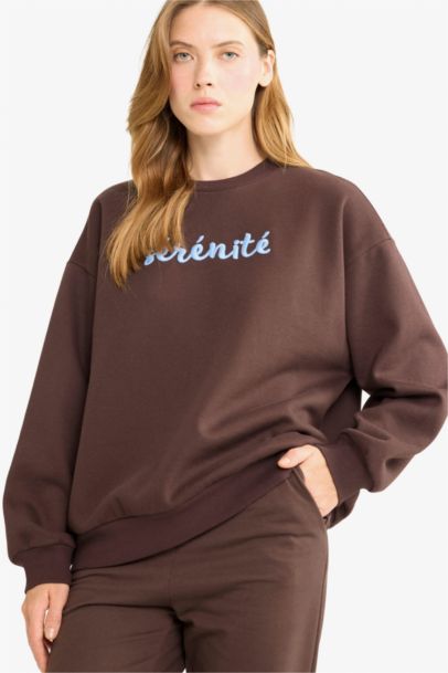 Oversize Fit Crew Neck Printed Sweatshirt
