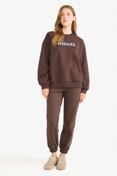 Oversize Fit Crew Neck Printed Sweatshirt