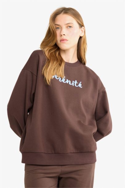 Oversize Fit Crew Neck Printed Sweatshirt