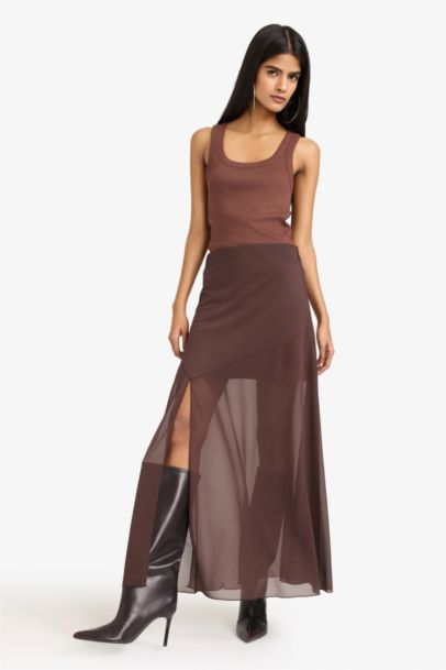 Юбка макси из крепа А-силуэта со средней посадкой