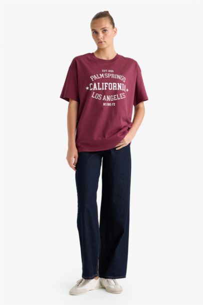 Oversize Fit Crew Neck Printed Short Sleeve T-Shirt