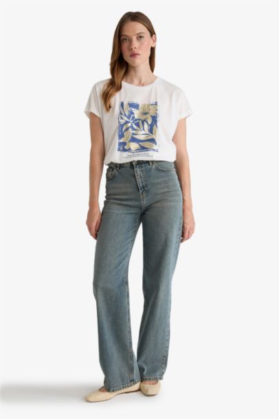 Crew Neck Floral Short Sleeve T-Shirt