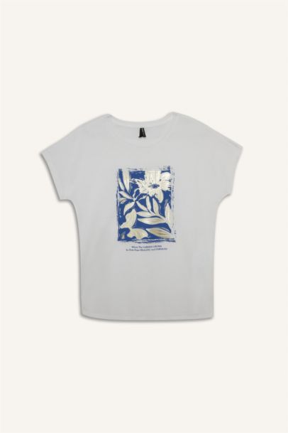 Crew Neck Floral Short Sleeve T-Shirt