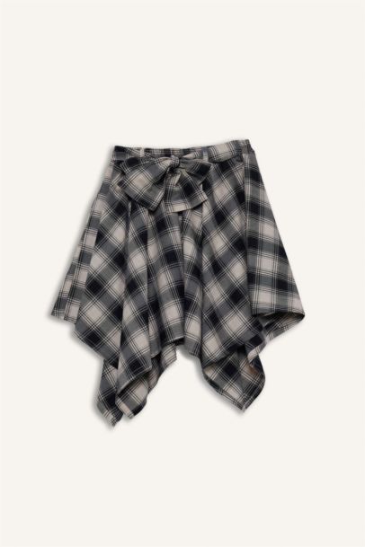 Asimetrik Kareli Etek Kız Çocuk