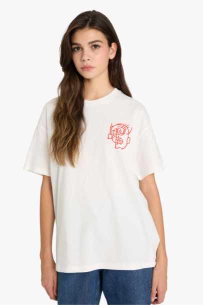 T-shirt oversize imprimé à col rond et manches courtes