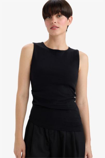 Slim Fit Ribana Boat Collar Tank Top