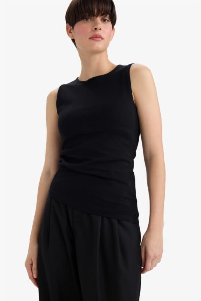 Slim Fit Ribana Boat Collar Tank Top