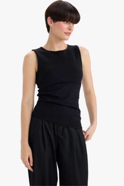 Slim Fit Ribana Boat Collar Tank Top