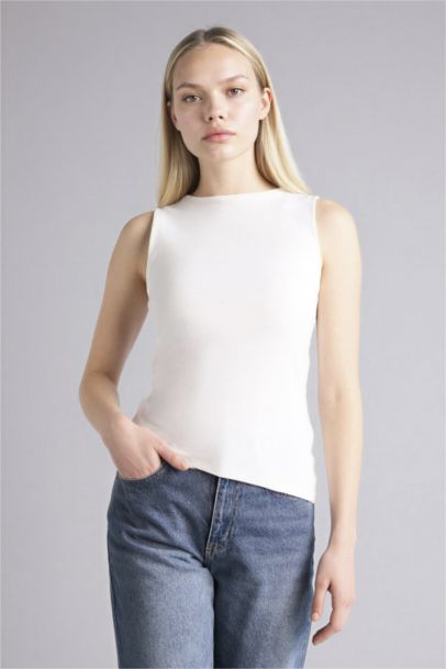 Slim Fit Ribana Boat Collar Tank Top