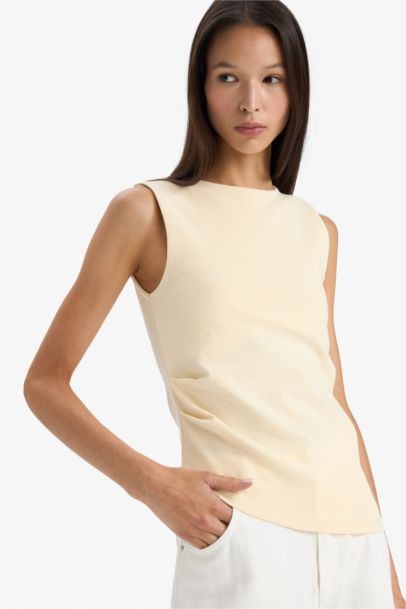 Slim Fit Ribana Boat Collar Tank Top