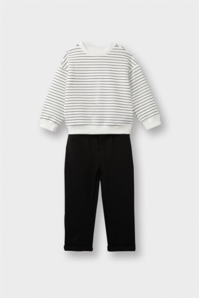 2'li Takım Çizgili Uzun Kollu Tişört Pantolon Erkek Bebek