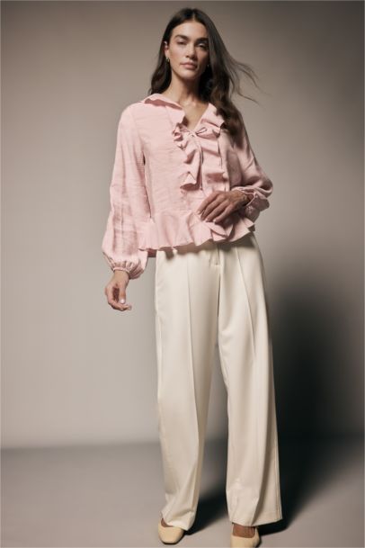 Regular Fit V-Neck Long Sleeve Blouse