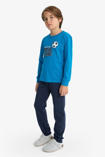 Pijama Takımı Baskılı Uzun Kollu Üst Uzun Alt Erkek Çocuk