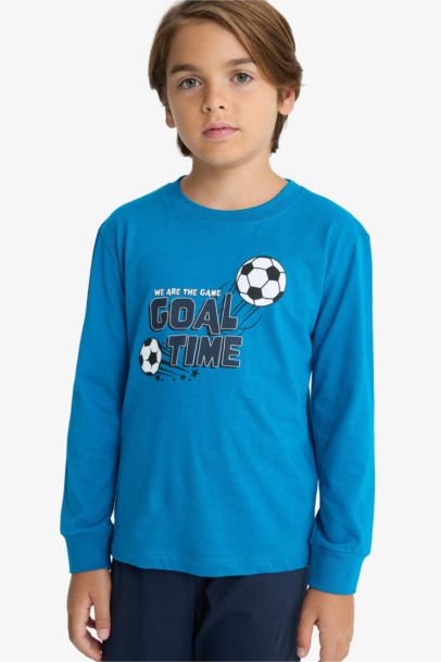 Pijama Takımı Baskılı Uzun Kollu Üst Uzun Alt Erkek Çocuk