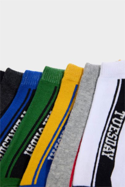 Erkek Çocuk Baskılı 7'li Pamuklu Patik Çorap