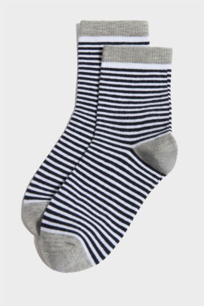 Çizgili 5'li Pamuklu Uzun Çorap Erkek Çocuk