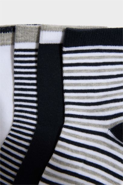 Çizgili 5'li Pamuklu Uzun Çorap Erkek Çocuk