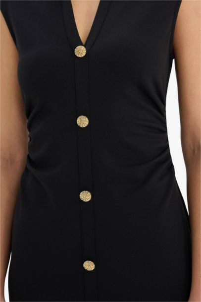 Slim Fit Polo Collar Sleeveless Dress