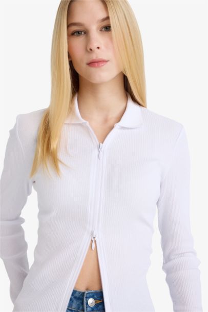 Slim Fit Polo Collar Cardigan