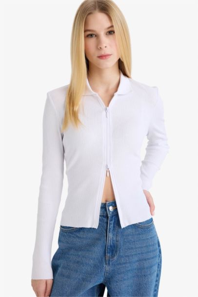 Slim Fit Polo Collar Cardigan