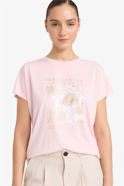 Regular Fit Crew Neck Floral Short Sleeve T-Shirt