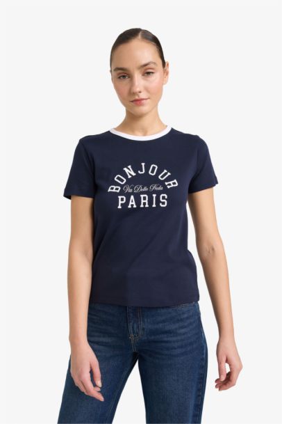 Printed Crew Neck Short Sleeves T-shirt