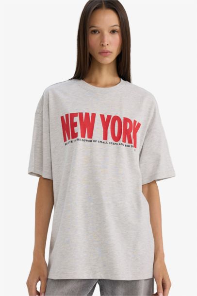 Oversize Fit Printed Crew Neck Short Sleeve T-shirt