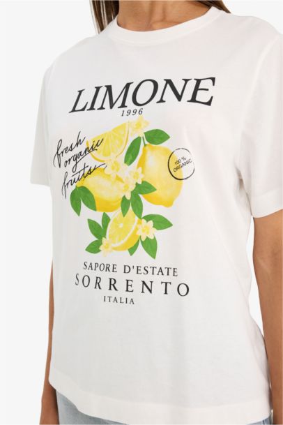 Трикотажная футболка Relax Fit с круглым вырезом коротким рукавом и фруктовым принтом