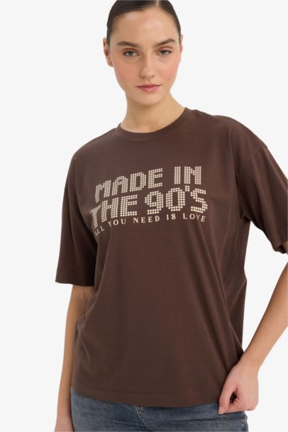 Oversize Fit Printed Crew Neck Short Sleeve T-shirt