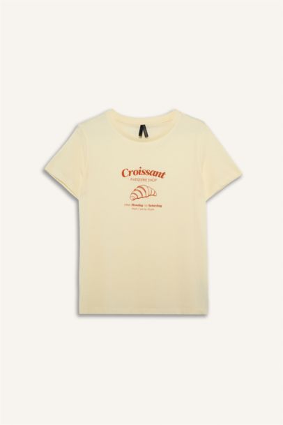 Трикотажная футболка Regular Fit с круглым вырезом коротким рукавом и принтом-слоганом