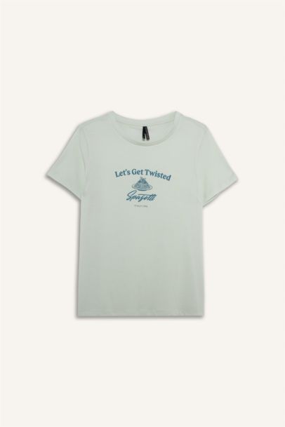 Трикотажная футболка Regular Fit с круглым вырезом коротким рукавом и принтом-слоганом