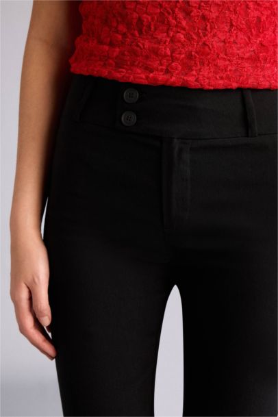 Flare Fıt Fermuarlı Normal Bel Bengalin Pantolon