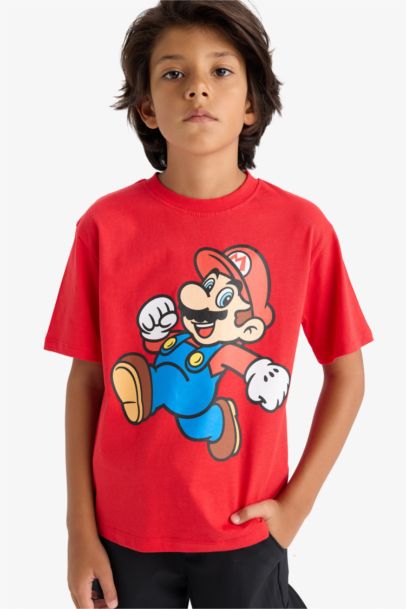 Nintendo Bisiklet Yaka Kısa Kollu Tişört Erkek Çocuk