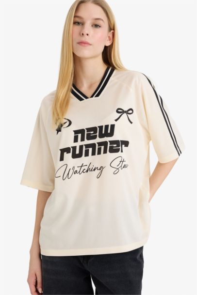 Oversze Fit Printed Short Sleeves T-shirt