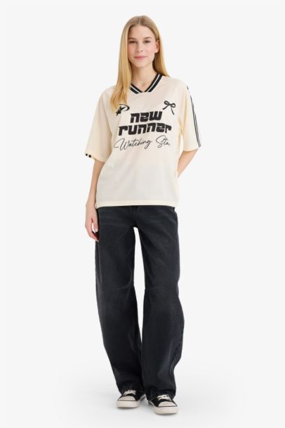 Oversze Fit Printed Short Sleeves T-shirt