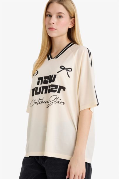 Oversze Fit Printed Short Sleeves T-shirt