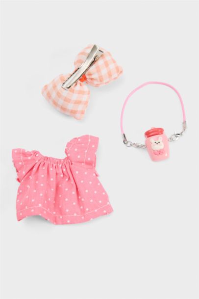 Kadın Pembe-Fiyonk Detaylı Giydirilebilir Charm Anahtarlık Kostümü
