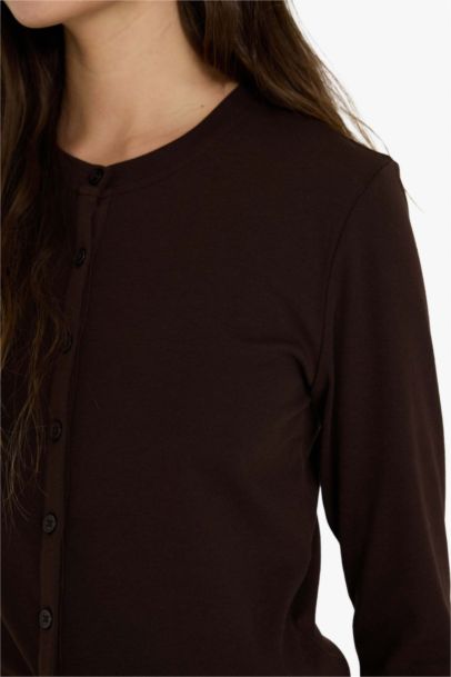 Slim Fit Button Neck Ribana Cardigan