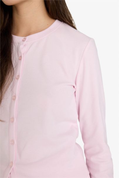 Slim Fit Button Neck Ribana Cardigan