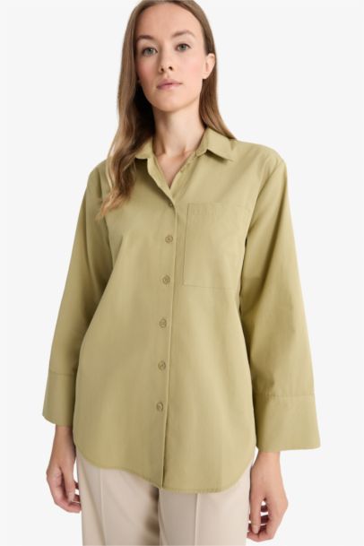 Regular Fit Poplin Shirt Collar Long Sleeve Tunic