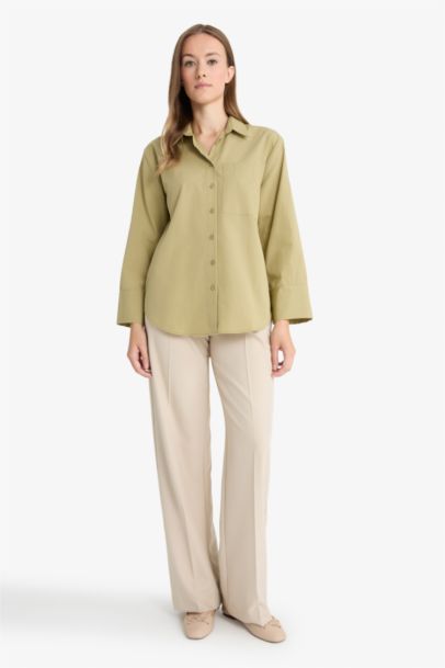 Regular Fit Poplin Shirt Collar Long Sleeve Tunic