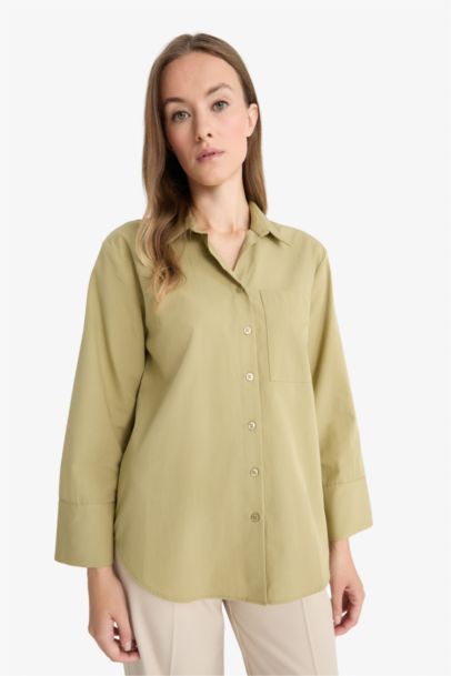 Regular Fit Poplin Shirt Collar Long Sleeve Tunic