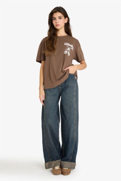 Oversize Fit Printed Crew Neck Short Sleeve T-shirt