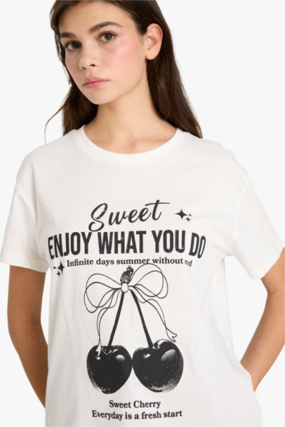 T-shirt oversize imprimé à col rond et manches courtes