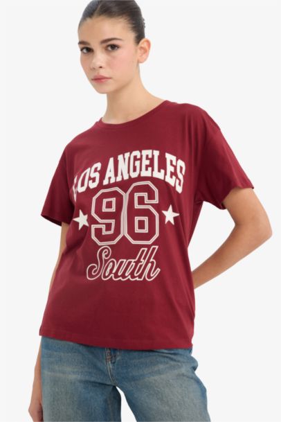 Oversize Fit Printed Crew Neck Short Sleeves T-Shirt